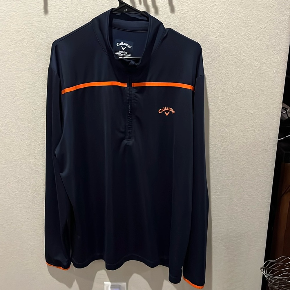 Callaway Weather Series Quarter Zip long sleeve Shirt Golf Pull Over Blue Sz XL